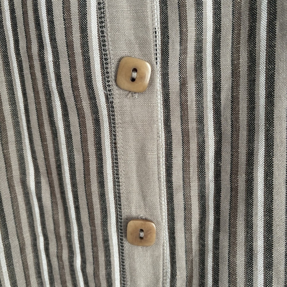 Vintage Mureli Womens Linen Blend Striped Sweatshirt Jacket Size S Taupe Brown - Picture 6 of 9